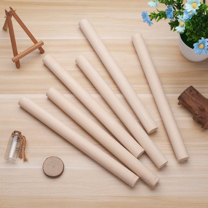 Coowayze Wooden Dowel Rods Wood Dowels for Crafts, 6 PCS 1 x 12 Round Wooden Sticks for Crafts, Thick Macrame Dowels, Unfinished Hard Wood Sticks for Crafting, Arts and DIYers, Closets and Wedding - Image 5